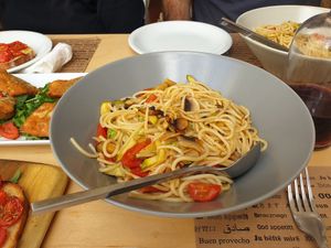 Vegan veggie pasta at Stonehouse in Crete