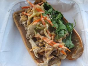 Fungi Bahn-Mi sandwich at The Smokin' Onion in Asheville
