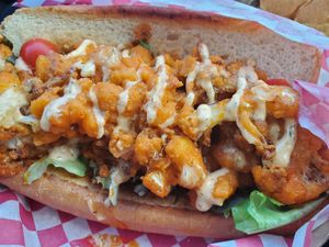 Buffalo Cauliflower Po Boy at The Smokin' Onion in Asheville
