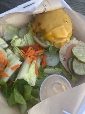 Kai smash burger  at The Smokin' Onion in Asheville