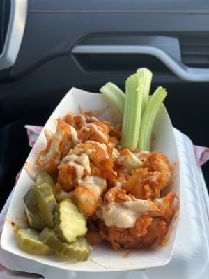 Buffalo Cauliflower Bites with PICKLES!  at The Smokin' Onion in Asheville