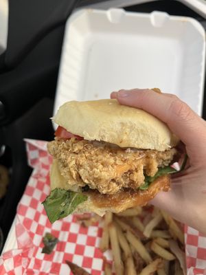 This Buttermilk Fried Chick’n Patty is INSANE  at The Smokin' Onion in Asheville