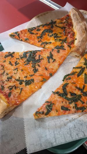 Vegan cheese pizza at Vito's Slices and Ices in New York City