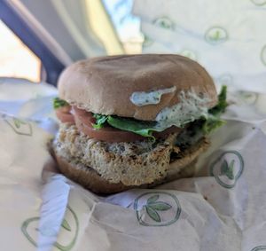 Grilled chicken sandwich at Plant Power Fast Food - Craig Rd in Las Vegas