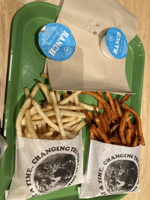 Sweet potato fries and original fries with ranch dip  at Plant Power Fast Food - Craig Rd in Las Vegas