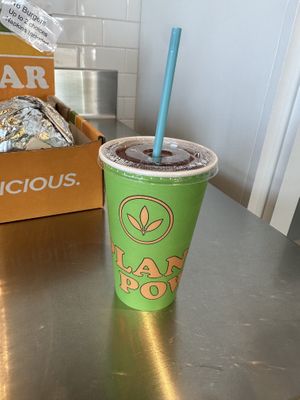 Strawberry dragon fruit drink  at Plant Power Fast Food - Craig Rd in Las Vegas