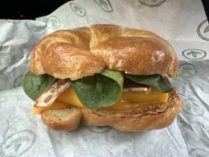 Bacon eg and chz croissant!  at Plant Power Fast Food - Craig Rd in Las Vegas