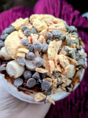 Chocolate sundae with butterfinger and cookie dough at Plant Power Fast Food - Craig Rd in Las Vegas