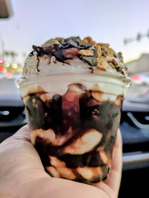 Chocolate sundae with butterfinger and cookie dough at Plant Power Fast Food - Craig Rd in Las Vegas