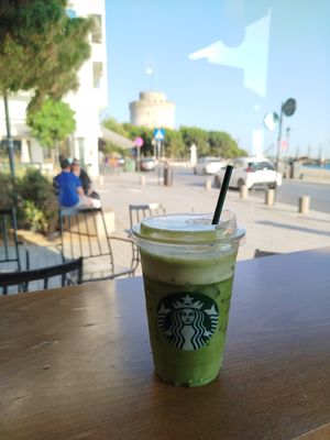 Iced Matcha Tea Latte with almond milk - Venti at Starbucks in Thessaloniki
