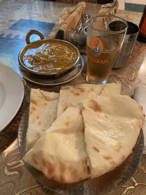 Vegetable kurma with cheese naan at Maharaja in Kyoto