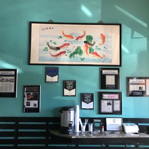 Condiments and tea counter at Black Bamboo in West Hartford