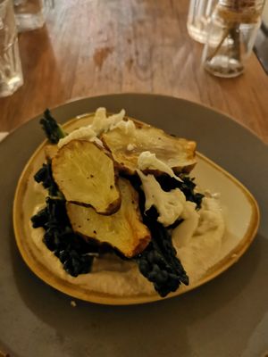 Roasted Jerusalem artichokes at Black Leaf in Manchester