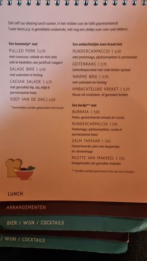 Menu at Kasteelhoeve in Geldrop