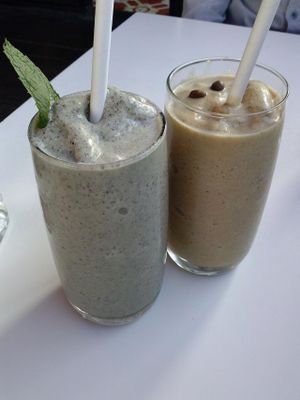 I Am Cool and I Am Eternal shakes at Cafe Gratitude- Larchmont in Hollywood