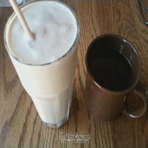 coffee milkshake and French press coffee at Cafe Gratitude- Larchmont in Hollywood