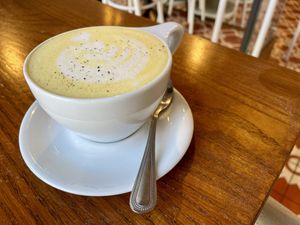 Turmeric Latte  at Cafe Gratitude- Larchmont in Hollywood