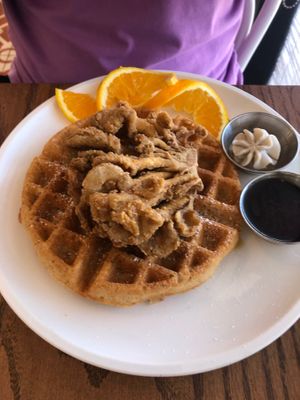 Mushroom chicken and waffels was so different  at Cafe Gratitude- Larchmont in Hollywood