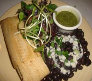 zucchini mushroom tamale (I Am Trusting) at Cafe Gratitude- Larchmont in Hollywood