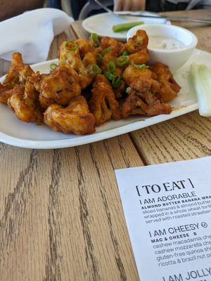 Buffalo cauliflower at Cafe Gratitude- Larchmont in Hollywood