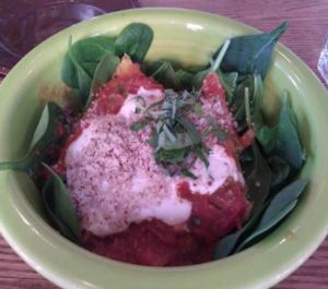 lasagne at Cafe Gratitude- Larchmont in Hollywood