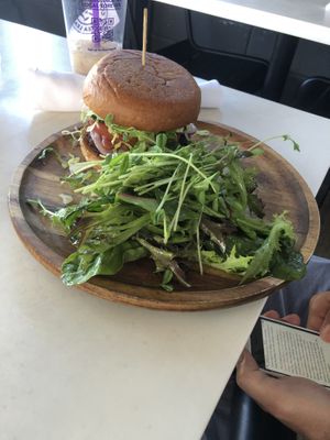 Bean burger   at Cafe Gratitude- Larchmont in Hollywood