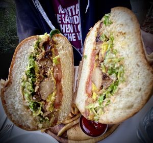 Lions made breakfast sandwich  at Cafe Gratitude- Larchmont in Hollywood