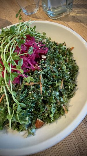 Asian Kale Chopped Salad w Kimchee  at Cafe Gratitude- Larchmont in Hollywood