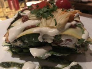 raw lasagna  at Cafe Gratitude- Larchmont in Hollywood