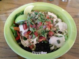 'I am Mucho' - black beans, quinoa (or rice), romaine lettuce, guacamole, cashew cheese and pepitas at Cafe Gratitude- Larchmont in Hollywood