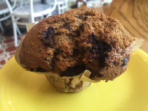 Chocolate chip muffin at Cafe Gratitude- Larchmont in Hollywood