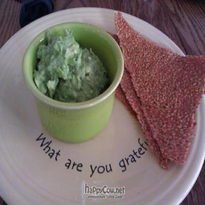 'I am connected' guacamole and flax crackers at Cafe Gratitude- Larchmont in Hollywood