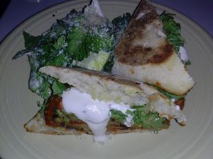 'I Am Awesome' eggplant parmesan panini at Cafe Gratitude- Larchmont in Hollywood