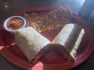Vegan breakfast burrito   at Biscuits Cafe in Portland