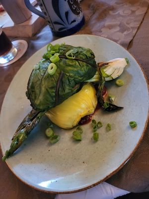 Mangoldroulade gefüllt mit Pfifferlingen, Fenchelgemüse at Gasthaus Vilstalsäge in Pfronten