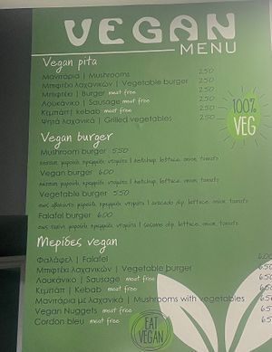 Very basic and standard fastfood but vegan options are very visible. Cheap and fast. Only ten days old (october 2021). we tried vegan pita kebab and vegan vegetable burger. both ok at Gyros House in Kalampaka