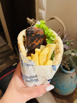 Vegan kebab gyro pitta  at Gyros House in Kalampaka