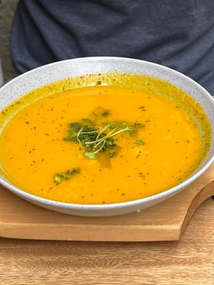 squash soup at Mija  in Medellin