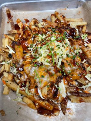 Vegan pulled pork fries! at Maple & Rye in Laporte