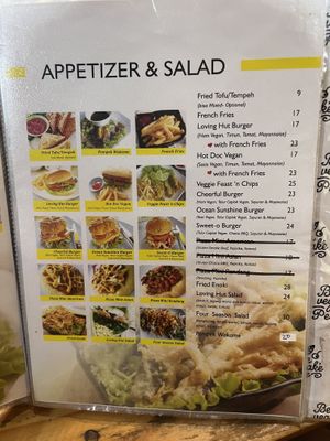 Appetizers and burgers  at Loving Hut Express - Gejayan in Yogyakarta