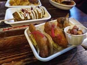 Fish (banana blossom) tacos at Antojitos - The Dog House in Edinburgh