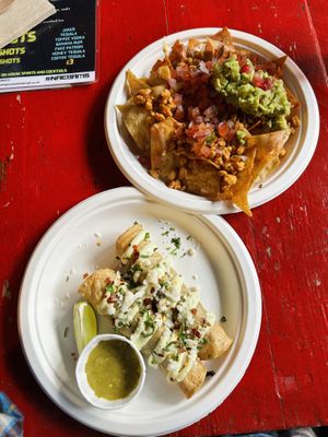 Nachos and spinach & feta taquitos  at Antojitos - The Dog House in Edinburgh