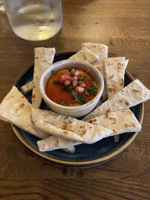 Harissa hummus and pita  at The Oak in Bromley