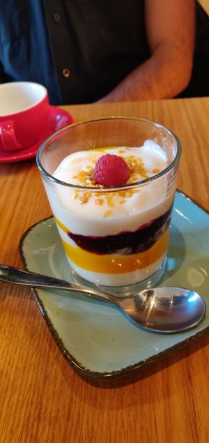 Vegan mango berries yoghurt with nuts at Ukiyo in Vienna