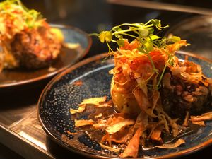 Our Luxury Vegan Nut Roast with Parsnip Crisps and trimmings at The Ancient Briton Hotel in Pen-y-cae
