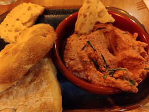 Beetroot hummus at The Ancient Briton Hotel in Pen-y-cae