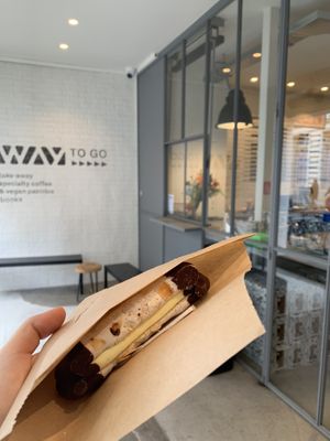 Vegan pastry with vanilla cream  at WAY Specialty Coffee Roasters - Voldersstraat in Ghent