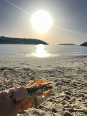 Spinach pie at the beach  at To Artopolion in Crete