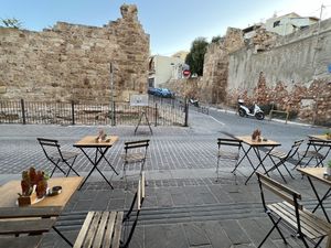 Outside seatingg  at To Artopolion in Crete