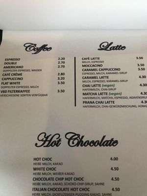 Menu at Schröder's Cafe in Luedenscheid